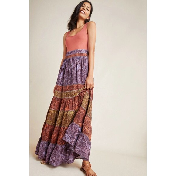Anthropologie Dresses & Skirts - Anthropologie Large Tall maxi long dress snake print texture stretch tank
